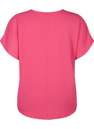Bluse med korte ermer og rund hals, Raspberry Sorbet, Packshot image number 1