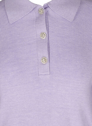 Strikkegenser med krage og similiknapper, Purple Rose Mel., Packshot image number 2