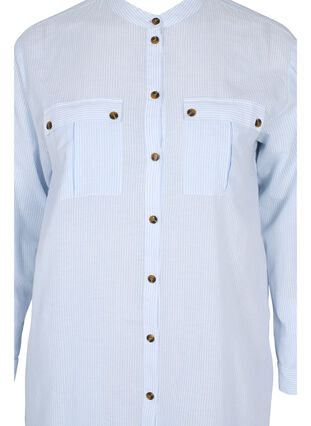 Lang stripete skjortekjole i bomull, Blue Stripe, Packshot image number 2