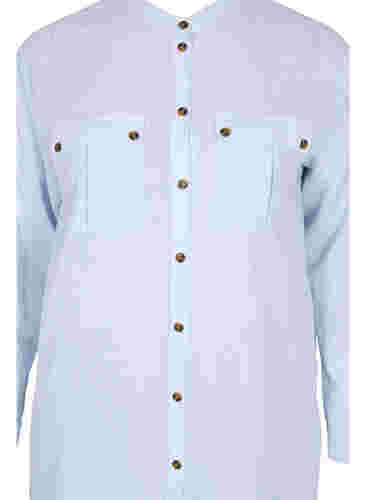 Lang stripete skjortekjole i bomull, Blue Stripe, Packshot image number 2