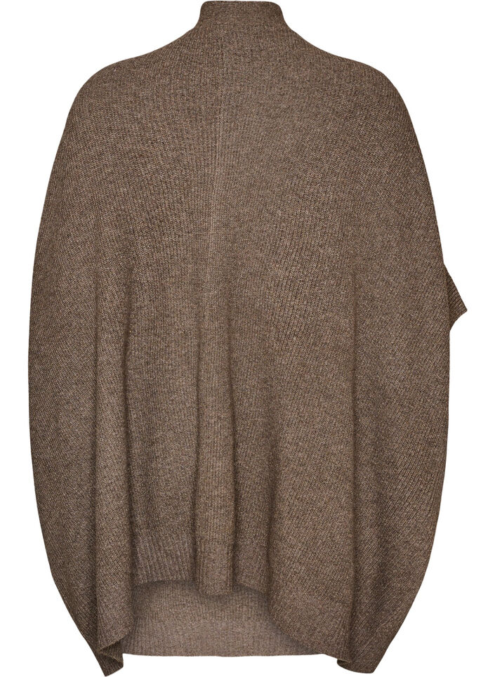 Cardigan med &aring;pen front og vide ermer, Brun, Packshot image number 1