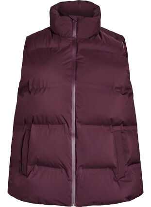 Zizzi Kort puffvest med høy krage, Mørk Bordeaux, Packshot image number 0