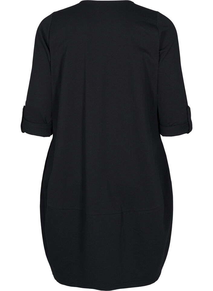 Ballongkjole med lommer, Svart, Packshot image number 1