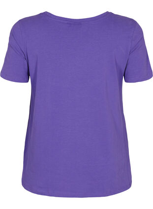 Ensfarget basis T-skjorte i bomull, Ultra Violet, Packshot image number 1