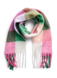 Rutete skjerf med frynser, Fuchsia Purple Comb