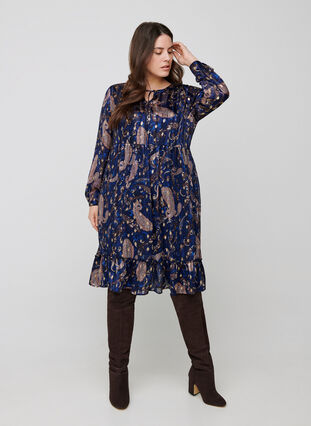 Langermet kjole med mønster og A-form, Paisley Foil, Model image number 3