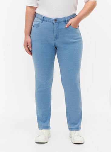 Slim fit Emily jeans med normal høyde i livet, Ex Lt Blue, Model image number 2