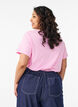 T-skjorte med knappdetalj, Rosa, Model image number 2