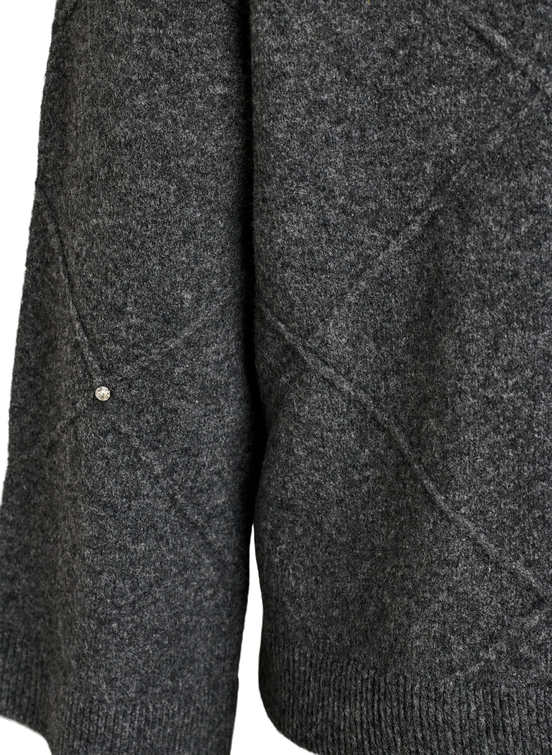 ZizziStrikkebluse med rhinesteiner og diamantm&oslash;nster, Gr&aring;, Packshot image number 3