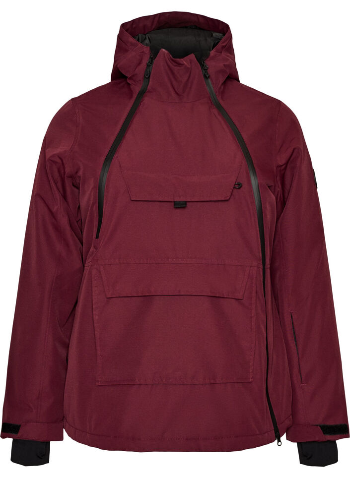 Funksjonell ski-anorakk med hette, R&oslash;d, Packshot image number 0