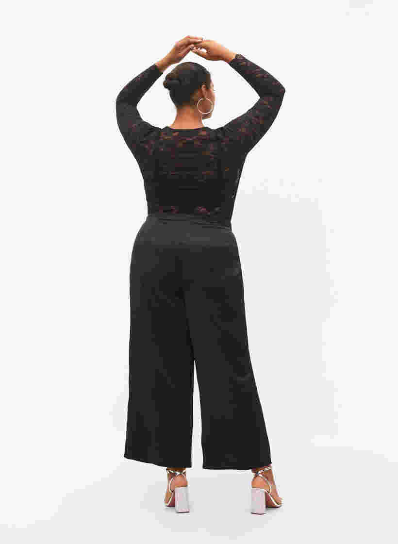 Bukser i satin med vidde, Black, Model image number 1