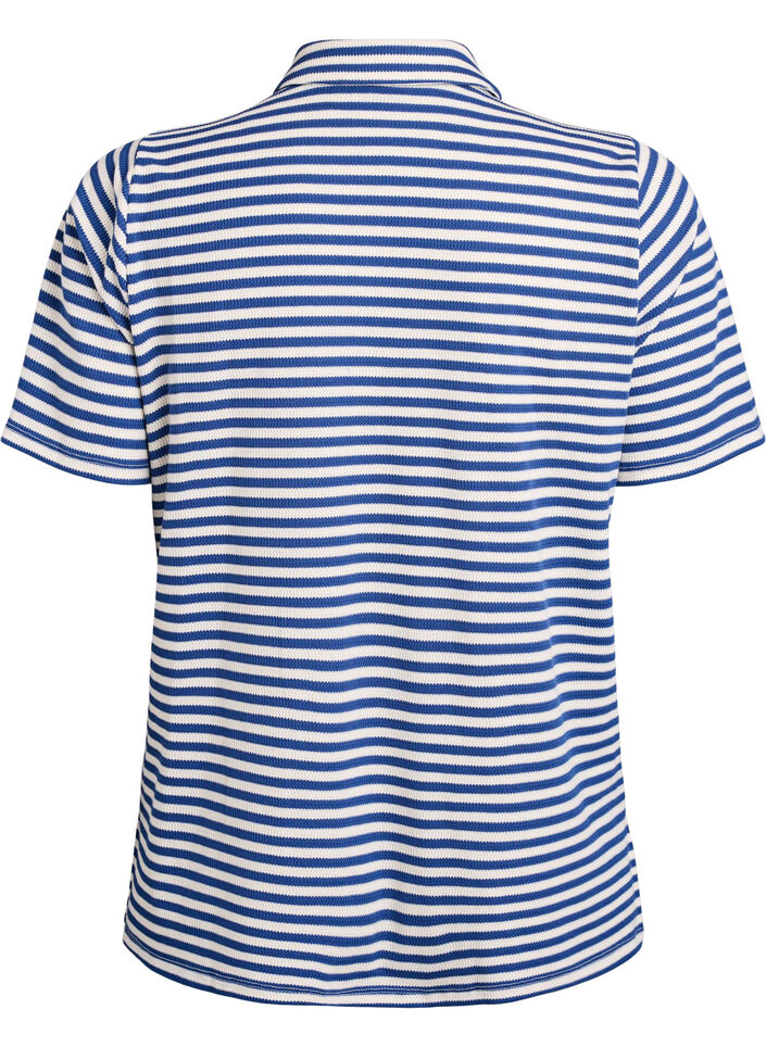 Kortermet poloskjorte med striper, Blue Stripe, Packshot