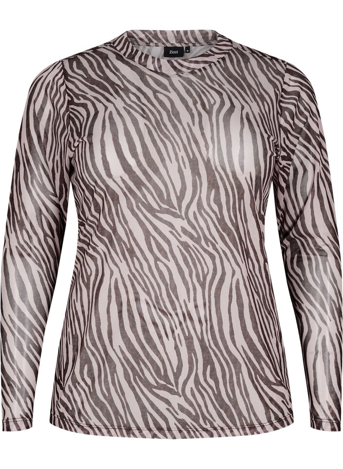 Mesh-topp med sebram&oslash;nster, Svart, Packshot image number 0