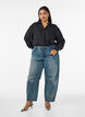 Loose fit skjorte med V-hals, Svart, Model image number 1