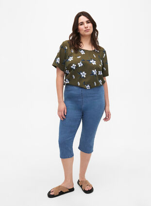 FLASH - Bluse med korte ermer og trykk, Olive Night Flower, Model image number 2