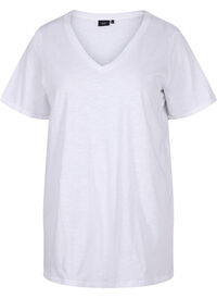 Ensfarget oversized T-skjorte med V-hals