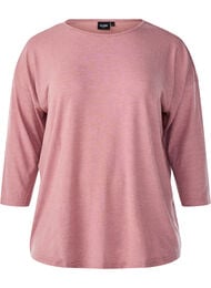Jersey bluse med 3/4 ermer, Rosa