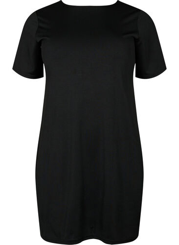 Kort kjole med V-hals og snordetaljer, Black, Packshot image number 3