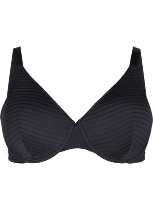 Zizzi Formstøpt BH med stripete netting, Black, Packshot image number 0