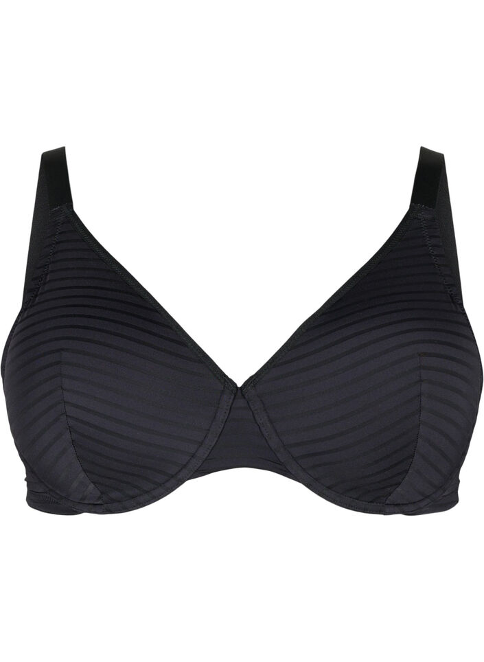 Formstøpt BH med stripete netting, Black, Packshot image number 0