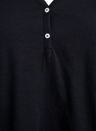 Zizzi FLASH - T-skjorte med knappdetalj, Svart, Packshot image number 2