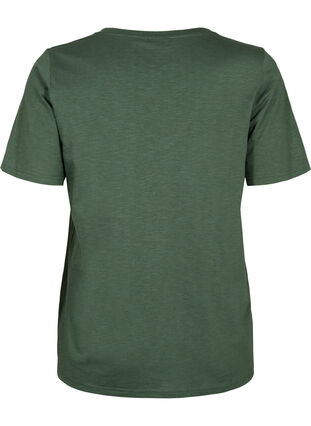 Kortermet basic T-skjorte med V-hals, Thyme, Packshot image number 1