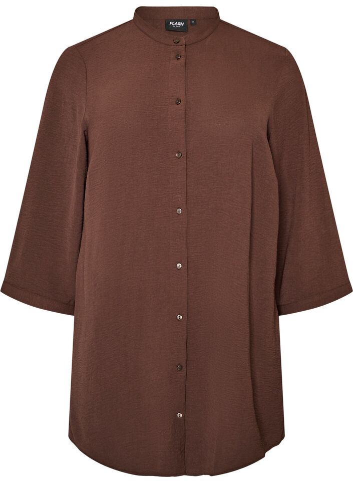 Tunika med 3/4 ermer, Brun, Packshot image number 0