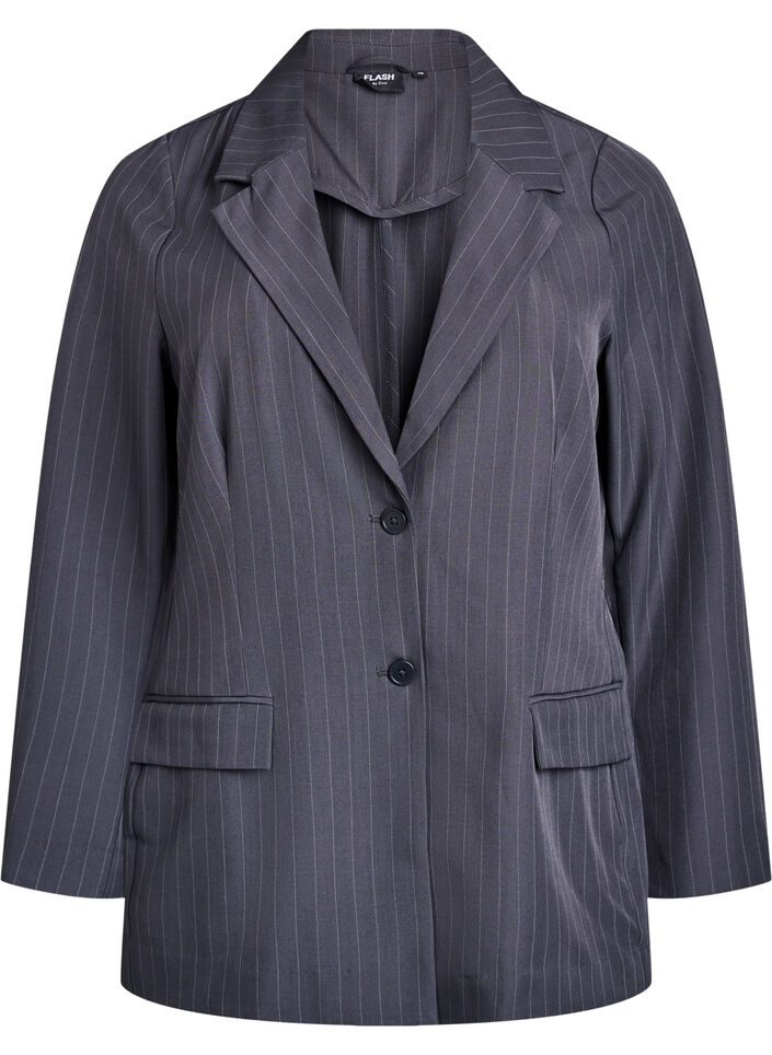 Blazer med lommer og splitter, Gr&aring;, Packshot image number 0