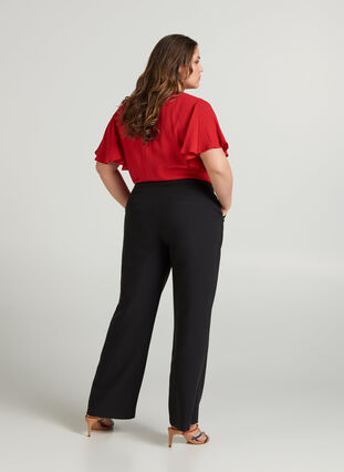 Klassiske bukser med vide ben, Black, Model image number 0