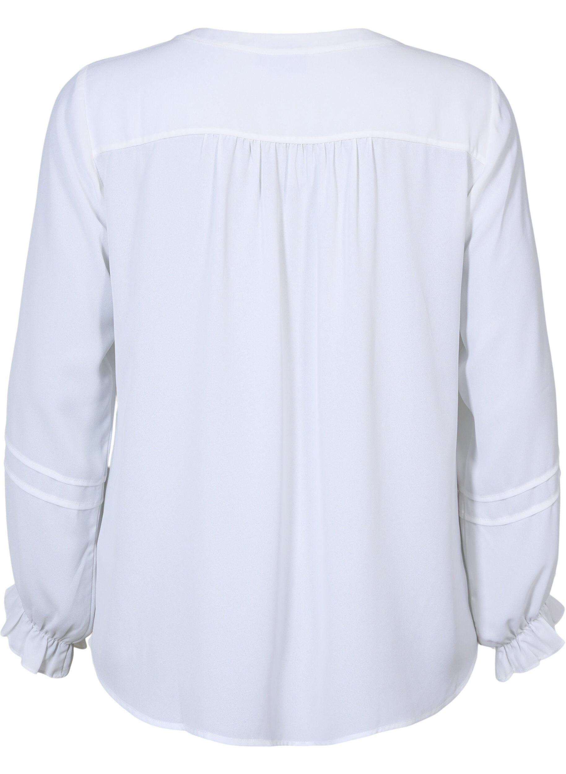 Zizzi Bluse med lange ermer og knappelukking, Bright White, Packshot image number 1