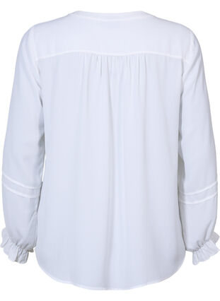 Bluse med lange ermer og knappelukking, Bright White, Packshot image number 1