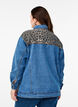 Denimskjorte med leopardmønstrede detaljer, Blå, Model image number 2