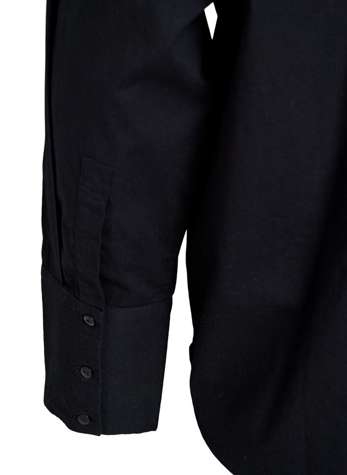 Bomullsskjorte med tone-på-tone blomsterbroderi, Black, Packshot