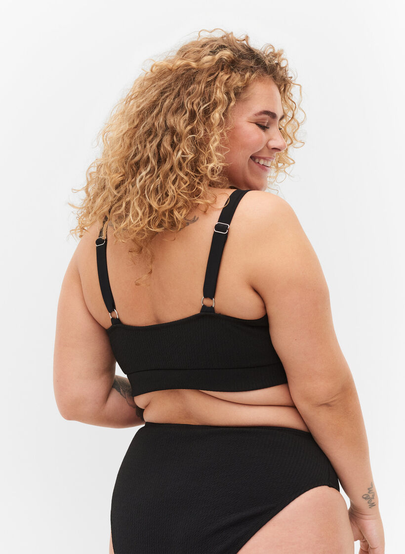 Bikinitopp med kreppmateriale, Black, Model image number 1