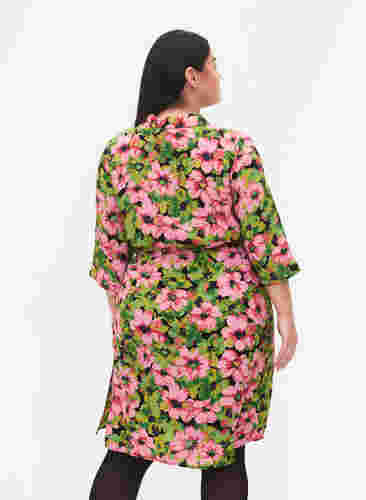Skjorte i viskose med blomstermønster, Pink G. Flower AOP, Model image number 1