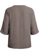 Skjortebluse med v-hals og 3/4 ermer, Beige, Packshot image number 1
