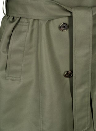 Zizzi Kort trenchcoat med belte, Grønn, Packshot image number 3