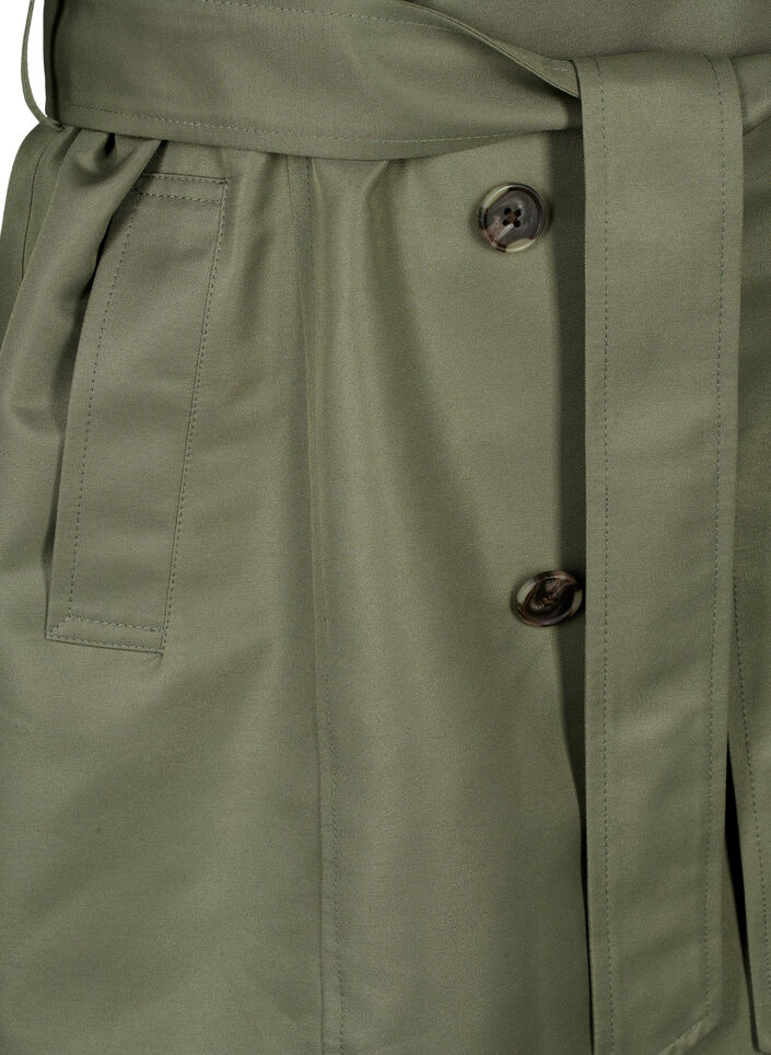 Kort trenchcoat med belte, Grønn, Packshot image number 3