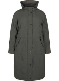 Parkas med hette og justerbar midje, Black Olive