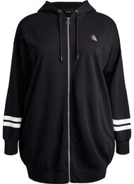 Lang cardigan med trykte detaljer, Svart