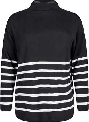 Zizzi Bluse med høy hals og lange ermer, Svart, Packshot image number 0