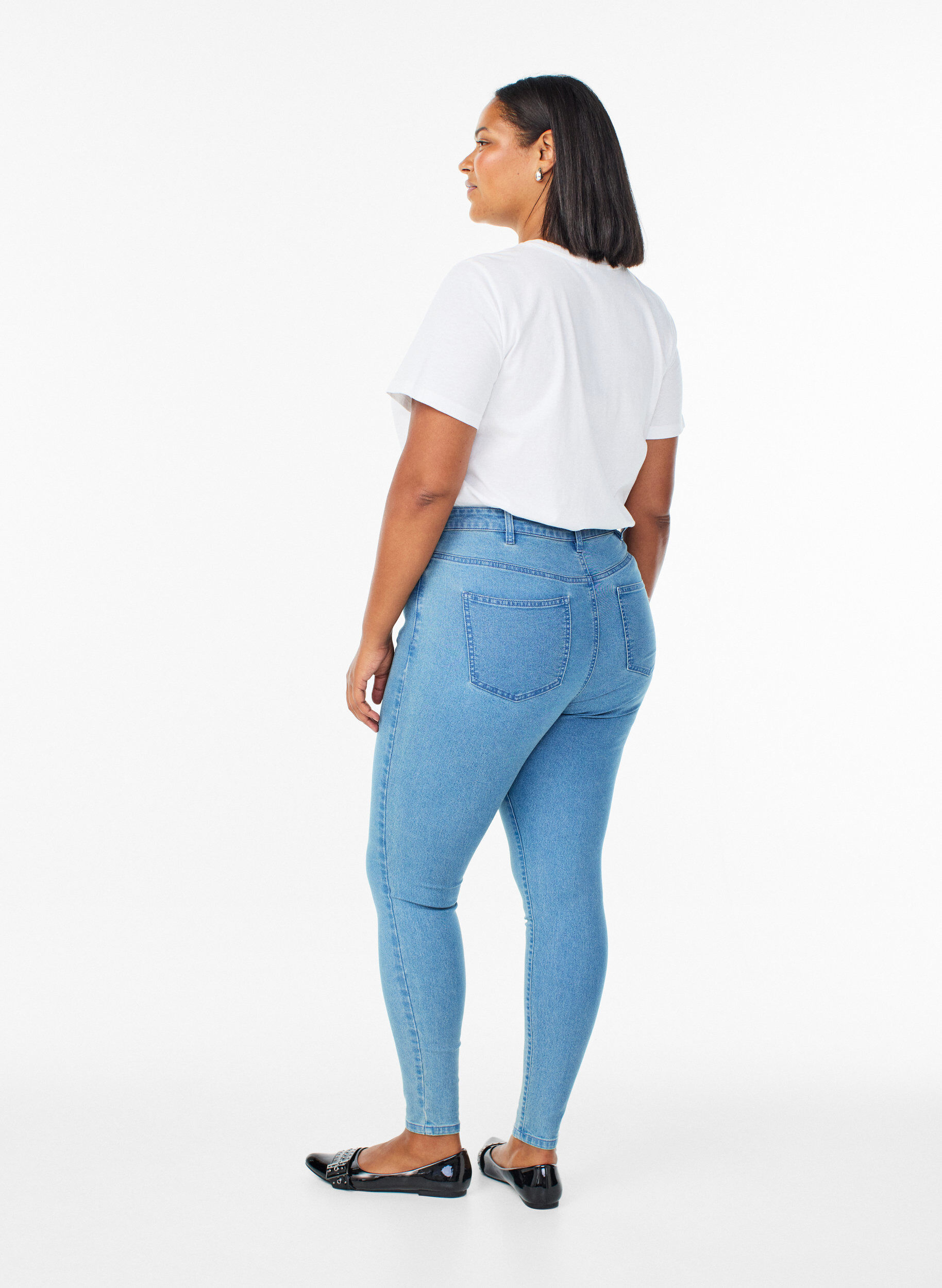 ZizziAmy jeans med h&oslash;y midje og smal passform, Bl&aring;, Model image number 1