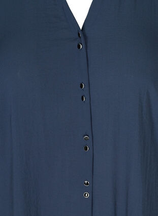 Skjortebluse med V-hals og knapper, Navy Blazer, Packshot image number 2
