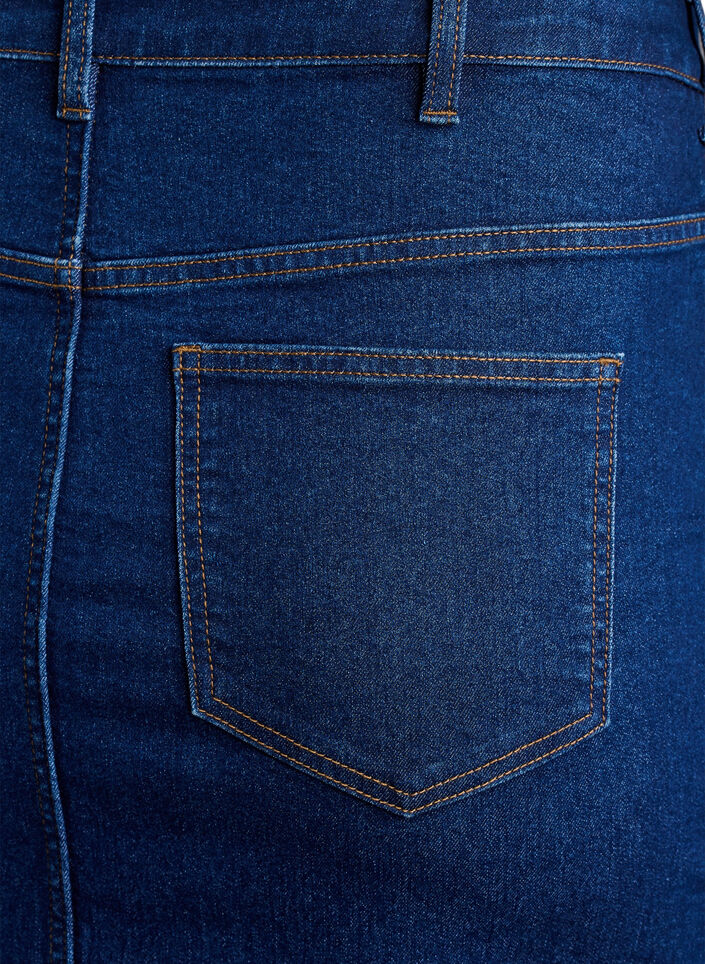 FLASH - Midiskj&oslash;rt i denim med splitt foran, Bl&aring;, Packshot image number 4