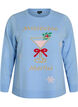 Strikkebluse med julemotiv, Bl&aring;, Packshot image number 0