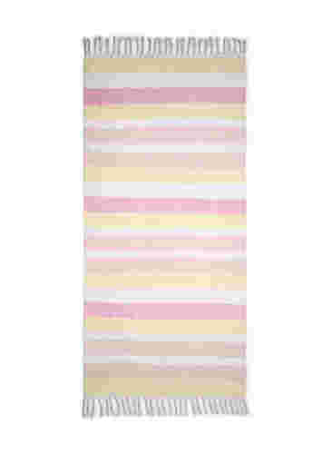Stripete hammam håndkle med frynser, Pale Banana Comb, Packshot image number 2