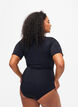 Badedrakt med glidelås og korte ermer, Black, Model image number 1