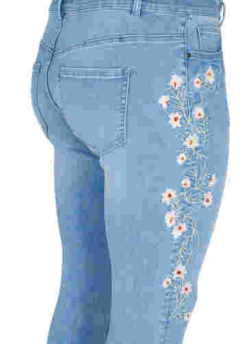Ekstra slim Sanna jeans med broderidetaljer, Light blue, Packshot image number 3