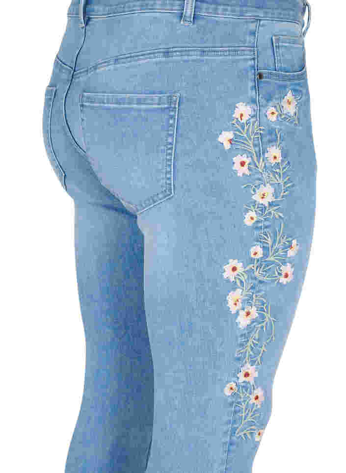 Ekstra slim Sanna jeans med broderidetaljer, Light blue, Packshot image number 3