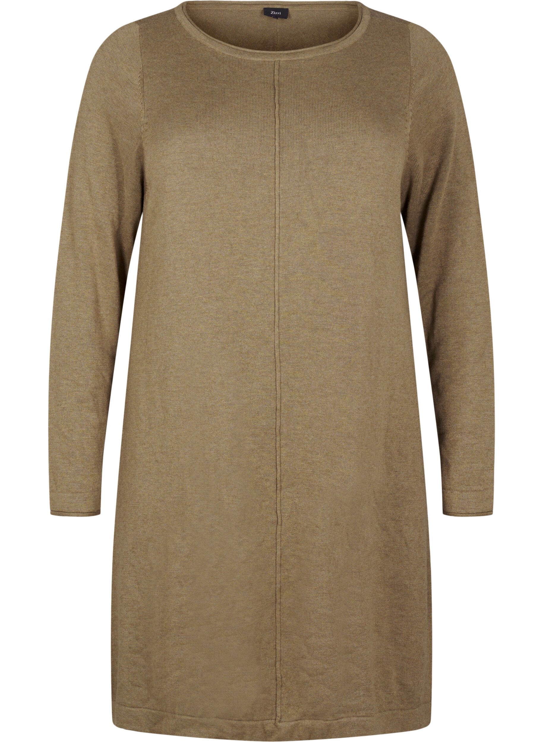 Zizzi Strikket kjole i bomull og viskoseblanding, Gr&oslash;nn, Packshot image number 0